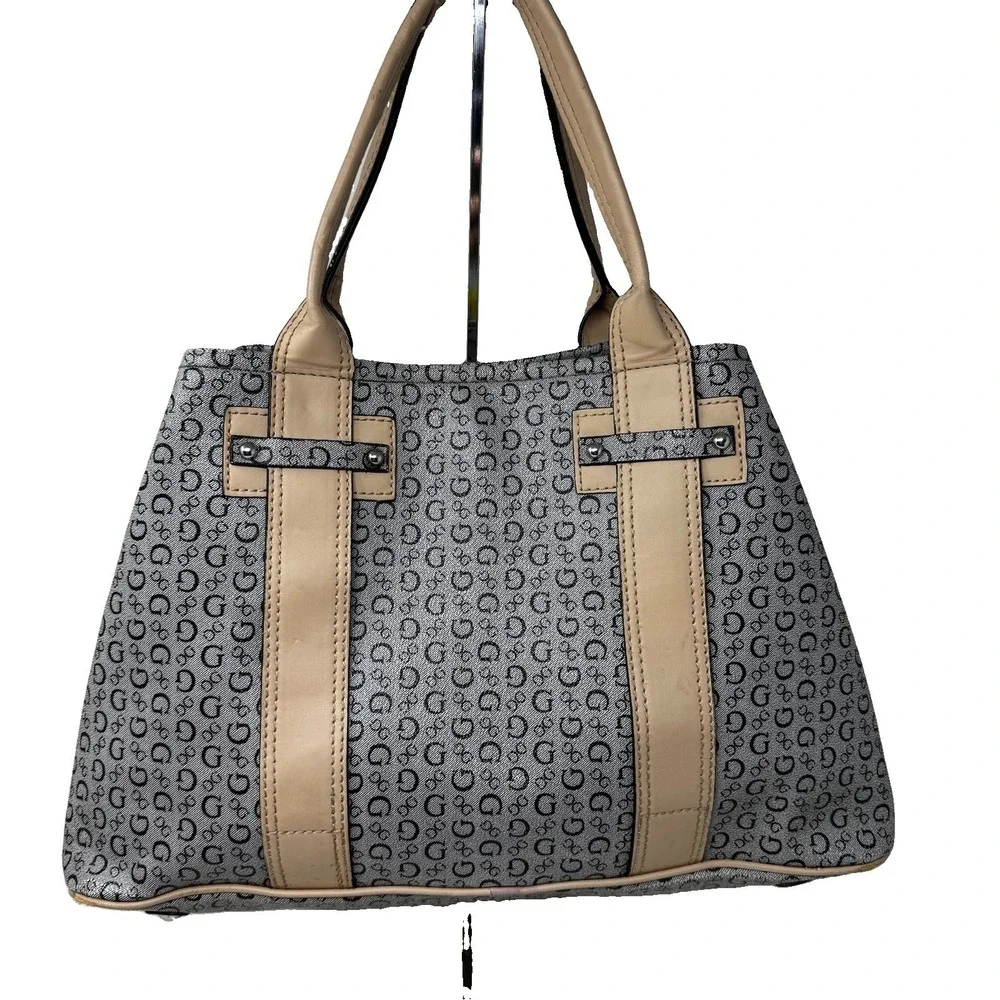 Guess Bright Candy Tote Bag With Monogram & Charm Faux Leather Hobo